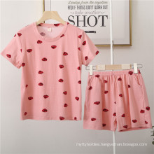 Short women oem cotton sleepwear pajama set